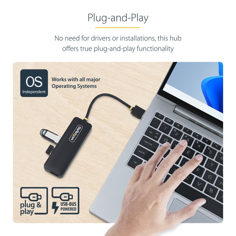 StarTech.com H5A4A-USB-HUB hub & concentrateur USB 3.2 Gen 1 (3.1 Gen 1) Type-A 5000 Mbit/s Noir - Image 14