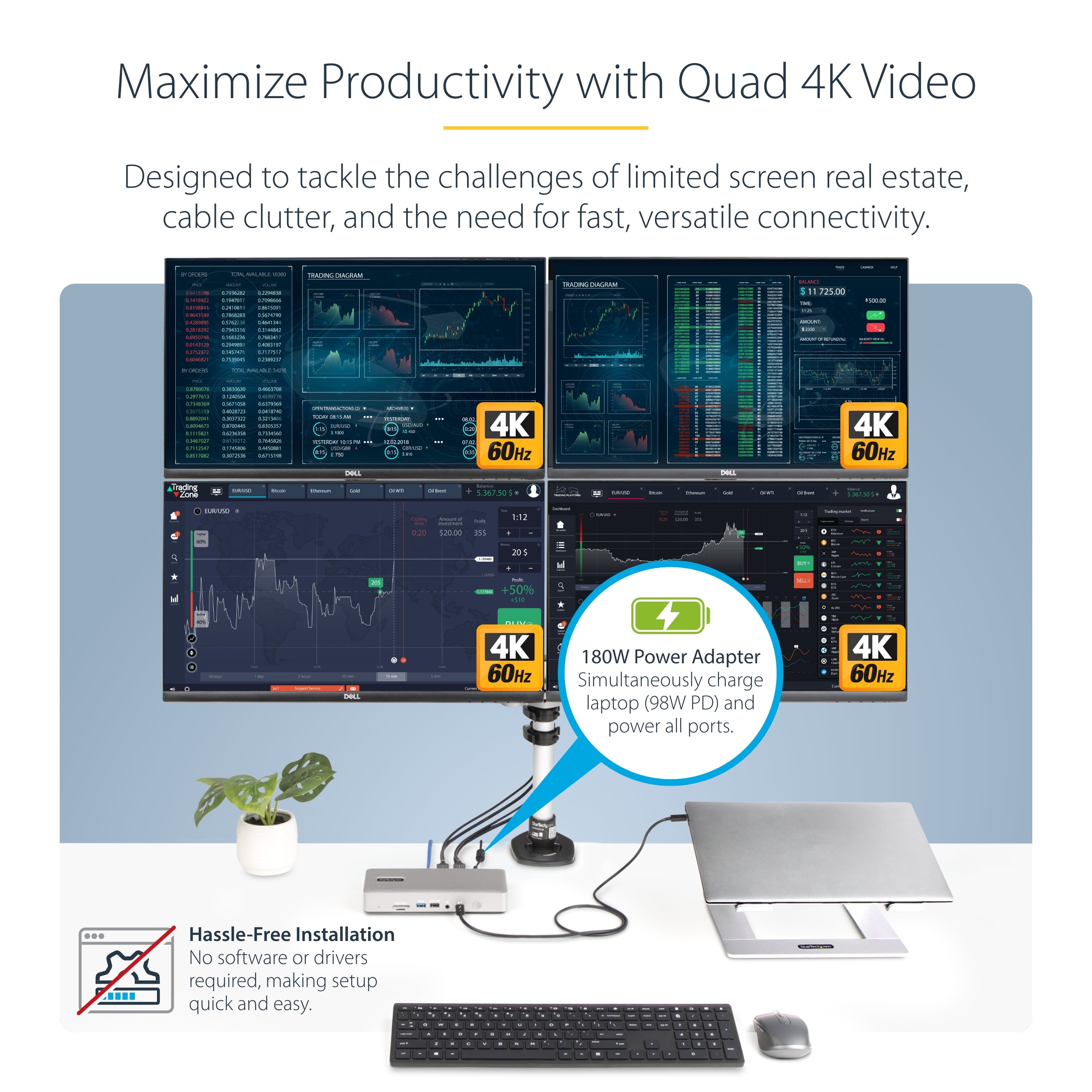 StarTech.com 132N-TB4USB4DOCK station d'accueil Avec fil Thunderbolt 4 Gris - Image 12