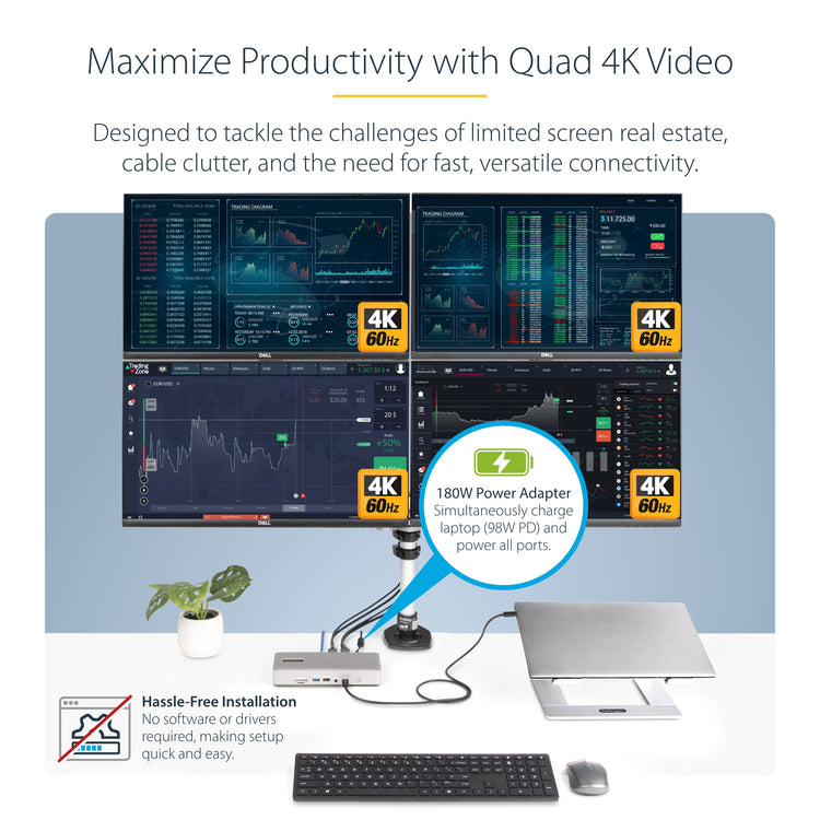 StarTech.com 132N-TB4USB4DOCK station d'accueil Avec fil Thunderbolt 4 Gris - Image 12